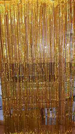 Дощик для фотозони з голограмою прикраса 245 см на 92 см золотистий Київ