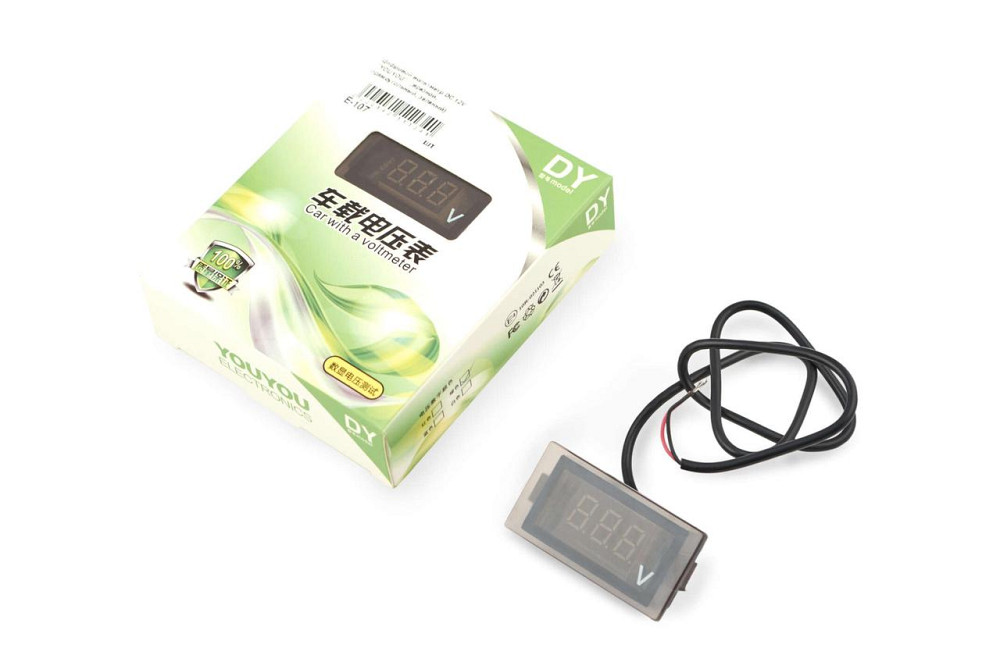 Цифровой вольтметр DC 12V (врезной, прямоугольный, зеленый) Мукачево - изображение 1