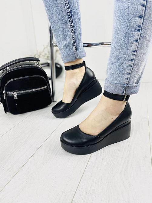 Туфлі жіночі Т-лето чорні шкіра натуральна платформа 2/7 см 39 р. (2732) Коломия - фото 5