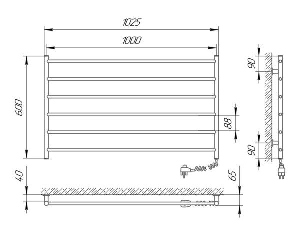 Електрична рушникосушка Laris Зебра Горизонт ЧК6 1000Х600 Е біла Київ - фото 6