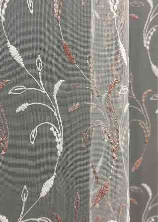 Тюль фатин с вышивкой и люрексом цвет белый с пудровым 1646т Киев