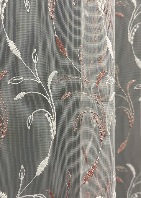 Тюль фатин с вышивкой и люрексом цвет белый с пудровым 1646т Киев - изображение 5