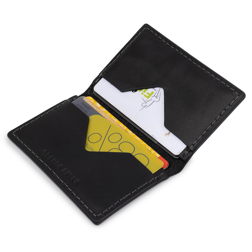 Кожаный компактный картхолдер GRANDE PELLE 11397 Черный Киев - изображение 6