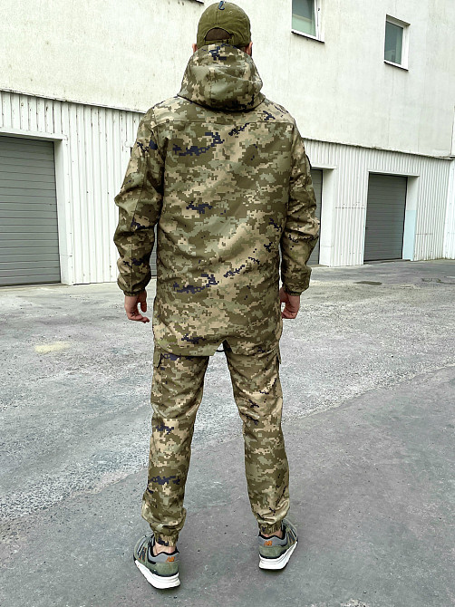 Чоловіча тактична куртка військова піксель зсу, армійська вітровка з капюшоном зелена піксель літня S Одеса - фото 8