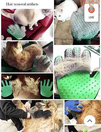 Перчатка расческа для животных, зеленая, на правую руку для груминга - размер 22*15см Киев