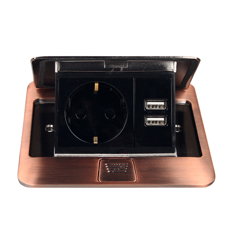 Розетка для пола с заземлением врезная 16А + 2USB 2.1А, IP44, античная медь Днепр - изображение 2