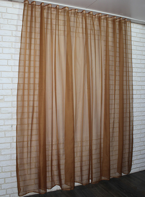 Тюль шифонова однотонна, колір коричневий Київ - фото 3