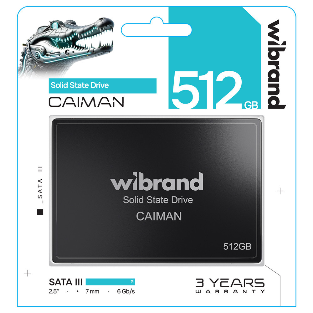 SSD диск накопичувач Wibrand Caiman 512GB 2.5" 7mm SATAIII Standard WI2.5SSD диск накопичувач / CA512GBST Одеса - фото 2