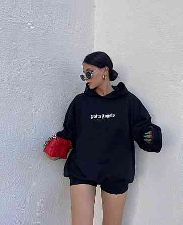 Женский худи на флисе оверсайз Черный 42/48 Харьков