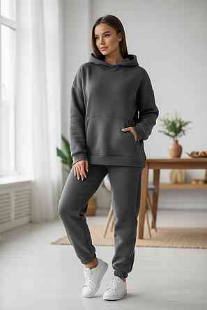 Жіночий спортивний теплий костюм на флісі батал Сірий р 2XL/3XL Харків
