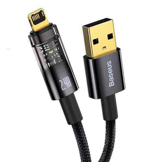 Кабель Baseus Explorer Series Auto Power-Off Fast Charging Data Cable USB to IP 2.4A 1m Black Київ