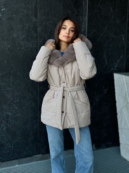 Зимовий пуховик із хутром жіночий Бежевий 2XL Харків - фото 4