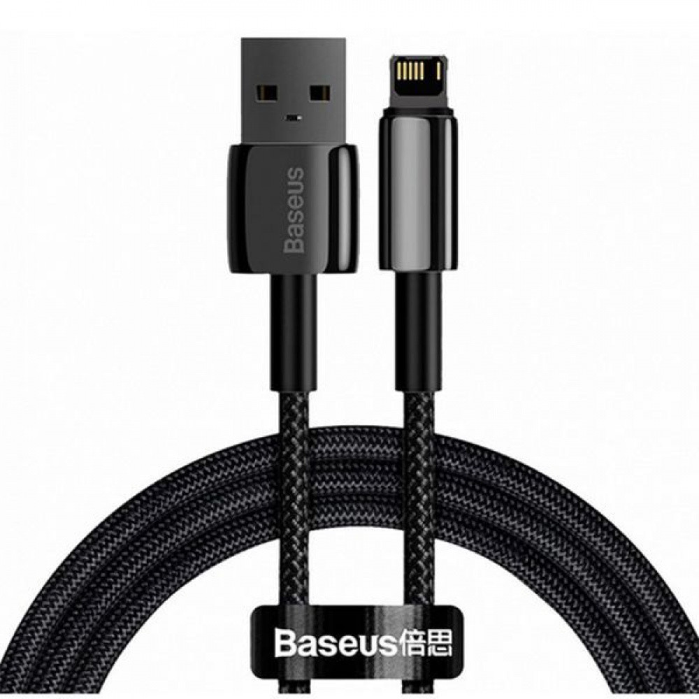 Кабель Baseus Tungsten Gold Fast Charging Lightning 2.4A 2м чорний Львів - фото 1
