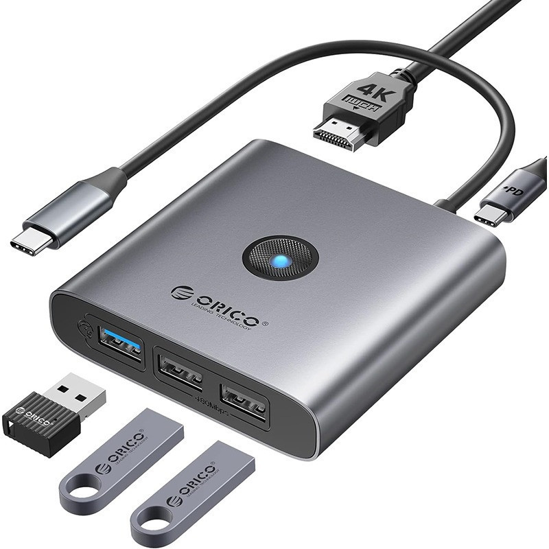 Концентратор USB Type-C Orico FAX3-5P-GY-EP Grey (CA914227) ( Сірий ) Харків - фото 2