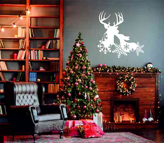 Декоративное настенное Панно «Олень», Декор на стену 70*70 см, Белый Киев