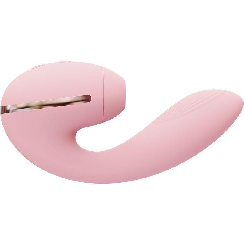 Вакуумний вібратор KISSTOY Tina Mini Pink, вагінально-кліторальний Sex Aura Київ - фото 1