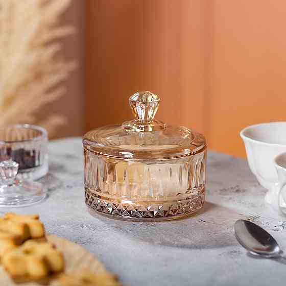 Стеклянная конфетница с крышкой, 10 см Киев
