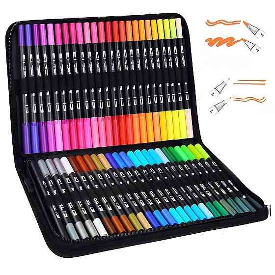 Акварельные маркеры-кисти двусторонние 48шт + сумка, Color pencil / Набор скетч-маркеров / Фломастеры Киев
