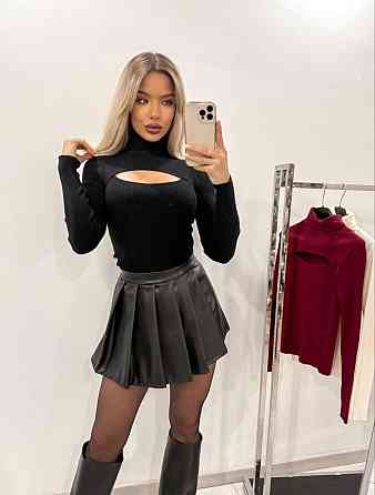 Жіноча трендова мініспідниця-шорти з екошкіри 50/52 Одеса