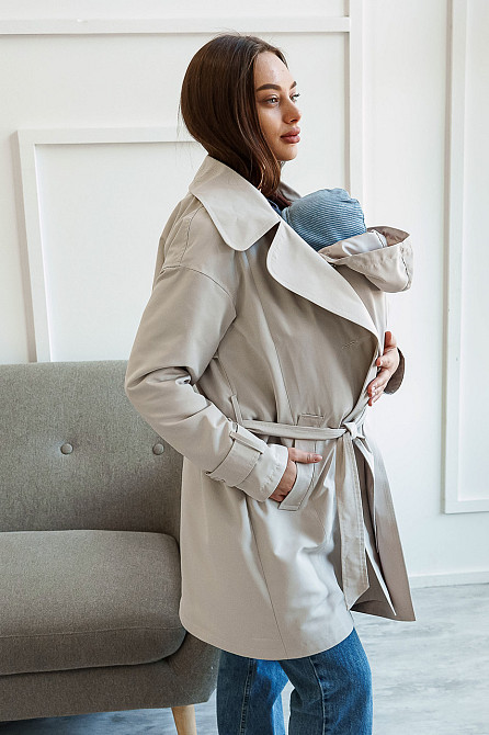Демісезонний плащ 3 в 1 для вагітних та слінгоносіння Kimberly 50 Lullababe Молочний LB01KM162 Кривий Ріг - фото 10