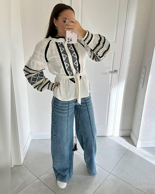 Вишиванка жіноча з вишитими рукавами 80% бавовна 46 Одеса - фото 6