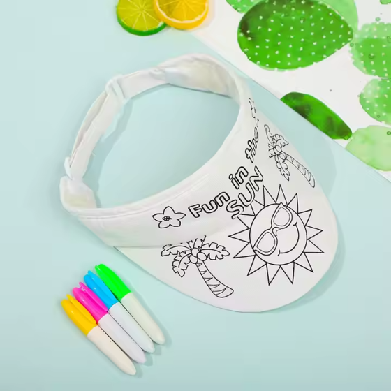 Дитячий набір для творчості: кепка-розмальовка з тканинними маркерами (4 кольори), дизайн Сонце Кам'янець-Подільський