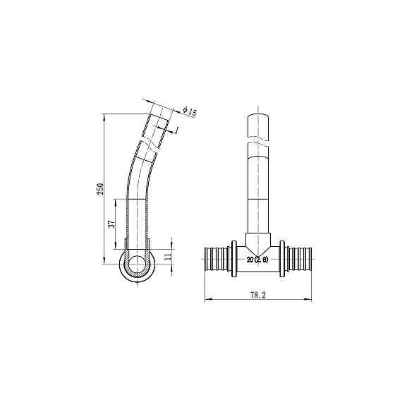 Трубка Т-образная для подсоединения радиатора Koer KA.D20-20-250 (KR4906) Киев