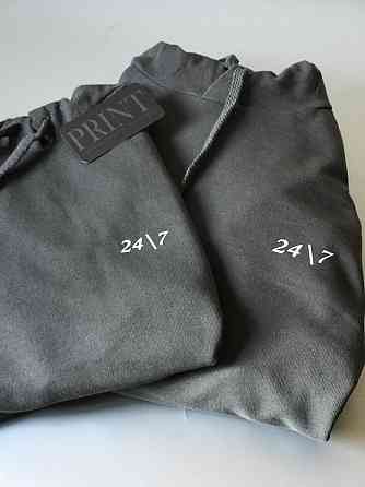 Графітові парні толстовки для хлопця та дівчини з написом 24/7 Чернівці