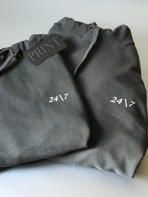 Графітові парні толстовки для хлопця та дівчини з написом 24/7 Чернівці - фото 2