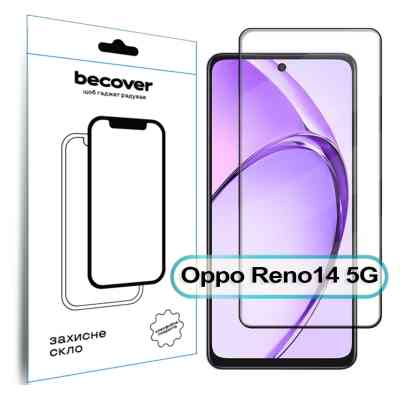 Стекло защитное BeCover Oppo Reno14 5G Black (713933) Винница
