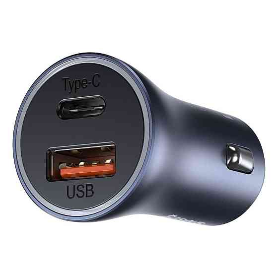 АЗП Baseus Golden Contactor Pro Dual Car Charger U+C 40W (With Cable Type-C/ iP 1m) Dark Grey Київ