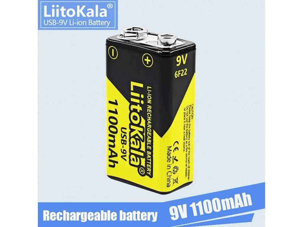 Аккумулятор Li-ion 1100mAh 1шт LiitoKala USB-9V, ОРИГИНАЛ ТМ LIITOKALA Киев - изображение 1