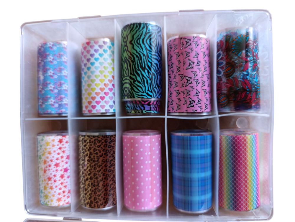 Фольга "лиття" для дизайну на нігтях у боксі, набір 10 шт. Київ - фото 3