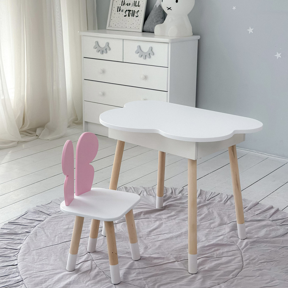Новинка! Стол тучка с нишей белый и стульчик бабочка розовый 69387 Киев - изображение 7
