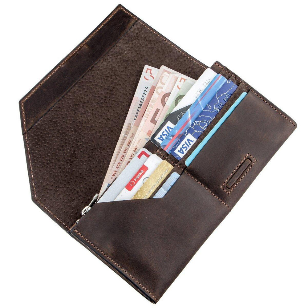 Кожаный клатч унисекс на магните Коричневый (GRANDE PELLE) Киев - изображение 3