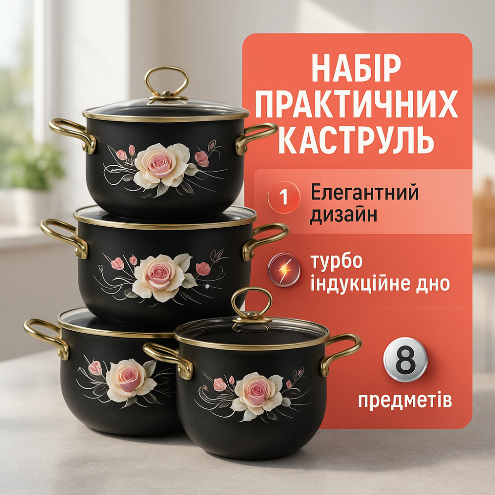 Кастрюля из нержавеющей стали, Набор кастрюль для электронной плиты, Сборный набор кастрюль ME-93 Львов - изображение 11