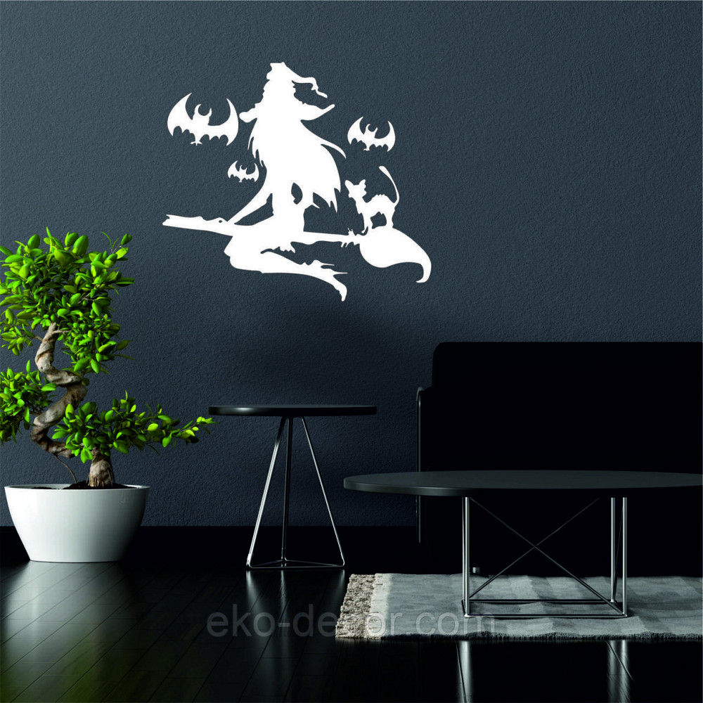 Декоративне настінне Панно «Відьма на мітлі», Декор на стіну 110*97 см, Білий Київ - фото 2