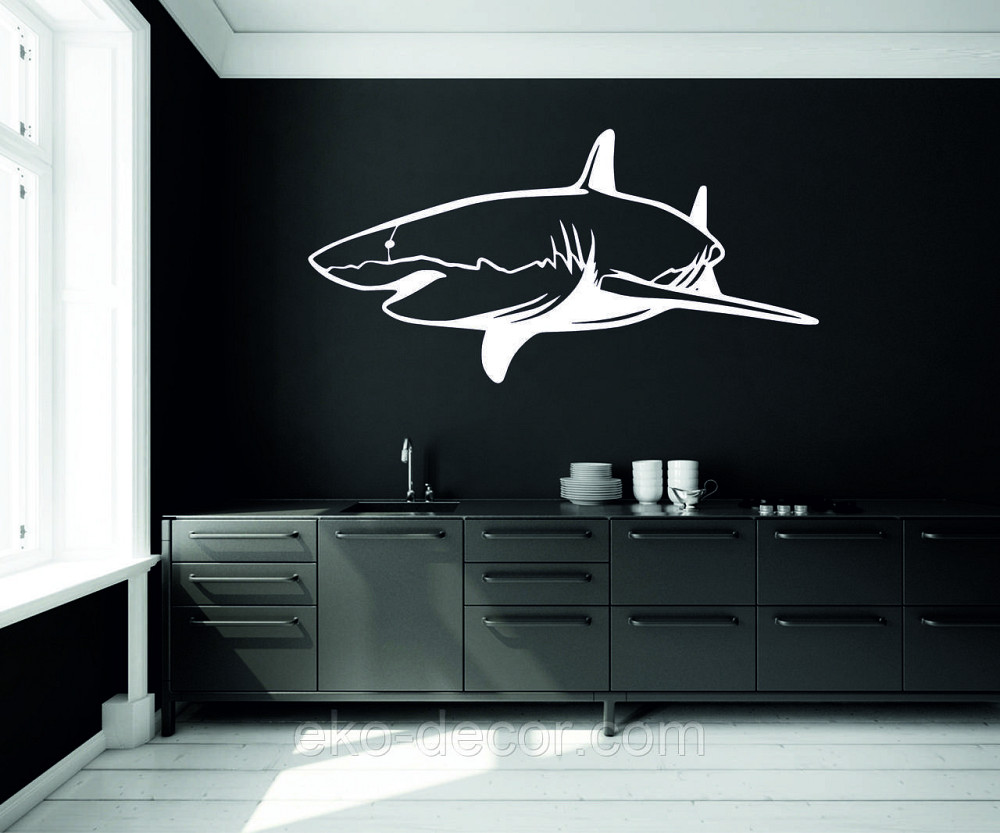 Декоративное настенное Панно «Акула» Декор на стену 50*30 см, Белый Киев - изображение 7