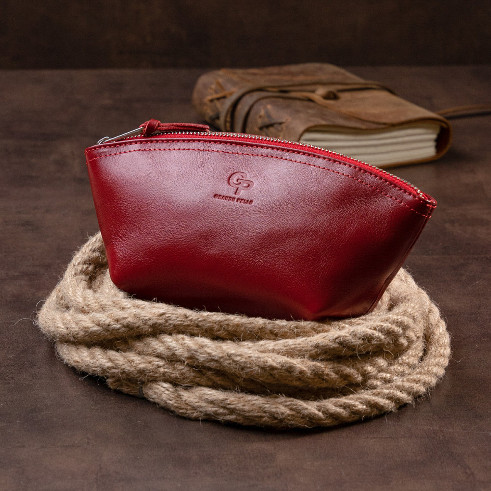 Жіноча косметичка зі шкіри Amelin GRANDE PELLE 11303 Червона Київ - фото 5