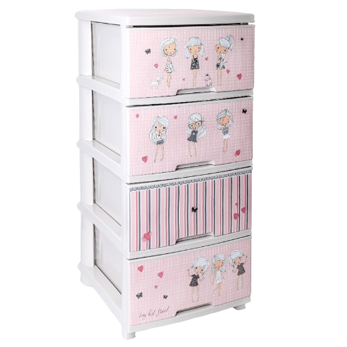 Комод на 4 шухляди пластик з малюнком Дівчатка біла троянда Алеана Житомир - фото 1