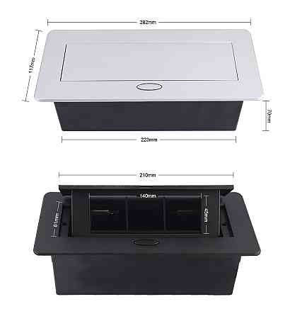 Меблева розетка потрійна LIVOLO срібна, вбудована у стільницю для офісу/конференц-залу/кухні, з інтернет RJ-45, HDMI, висувна, з заземленням, плавне в Коломия