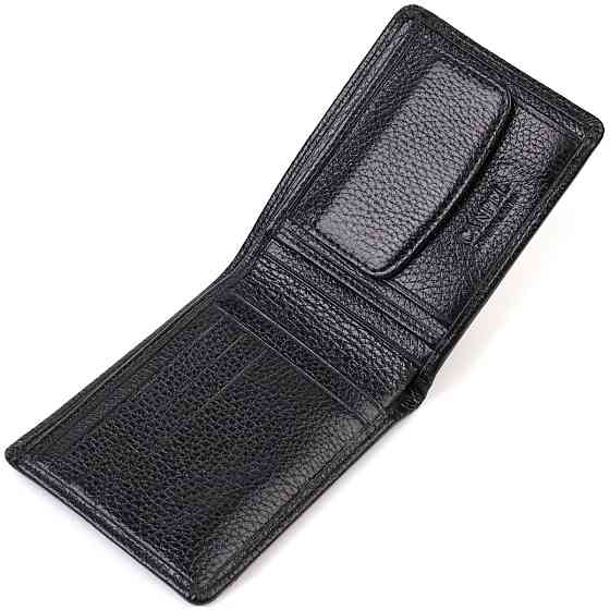 Оригинальный компактный кошелек с вкладышем для удостоверения для мужчин из натуральной кожи флотар CANPELLINI 21875 Черный Киев