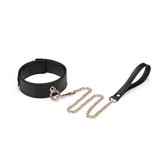 Ошейник с поводком Liebe Seele Black Organosilicon Collar with Leash, экокожа Sex Aura Киев