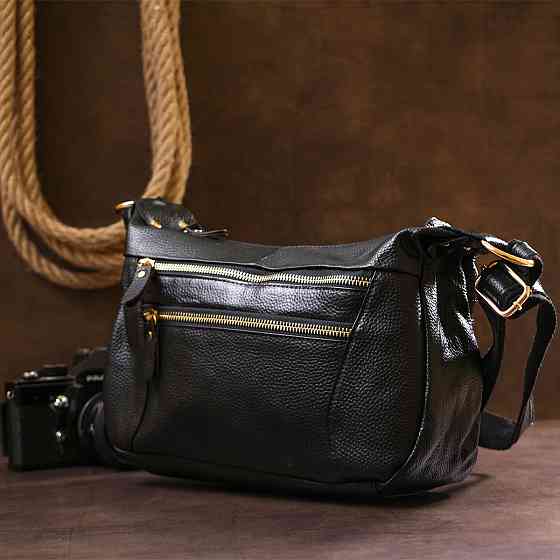 Шкіряна жіноча сумка Чорний (Vintage) Київ