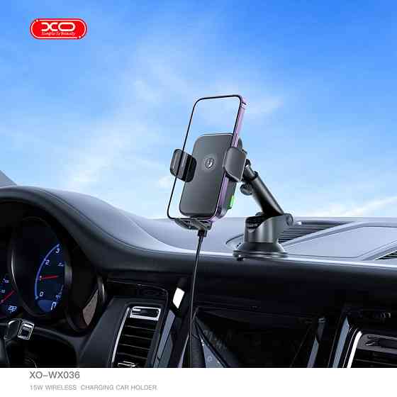 Тримач телефону автомобільний XO з бездротовою зарядкою WX036 Automatic Arm Clamp Type Wireless чорний Львів
