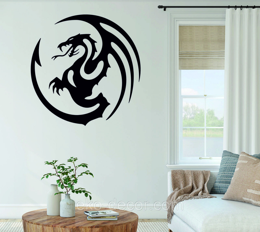 Декоративное настенное Панно «Дракон» Декор на стену 70*70 см, Черный Киев - изображение 2