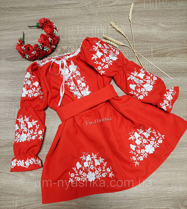 Червона вишита сукня плаття вишиванка Квіткова поляна Кривий Ріг - фото 8
