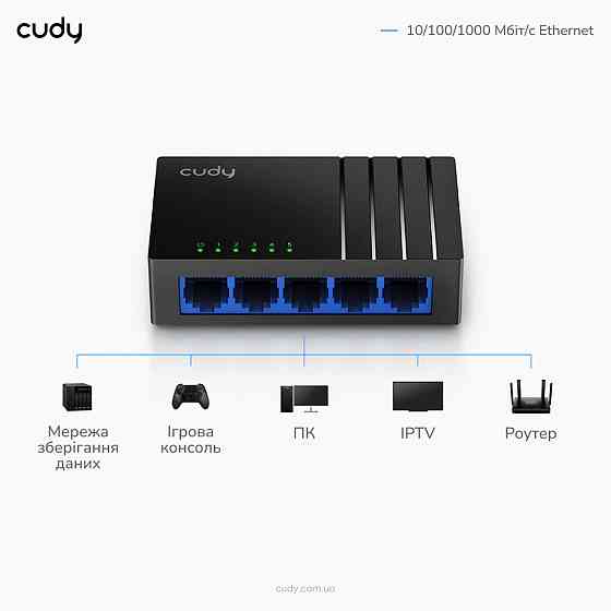 Комутатор 5-портовий некерований Cudy GS105D гігабітний (73-00505) Киев