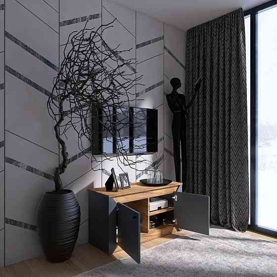 Тумба 2-х дверная закритая Эверест Нордик-980 98х38х53 см Графит + Дуб крафт золотой (DTM-5526) Днепр