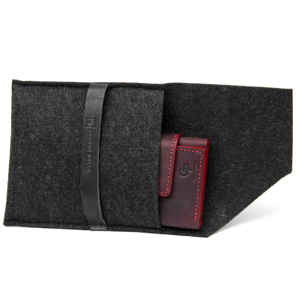 Матове вінтажне портмоне GRANDE PELLE 11454 Бордовий Київ - фото 4